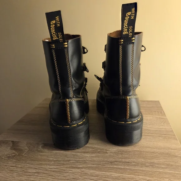 Dr. Martens Black Collier Bex Black Leather Double-laced Boots - Picture 6 of 9